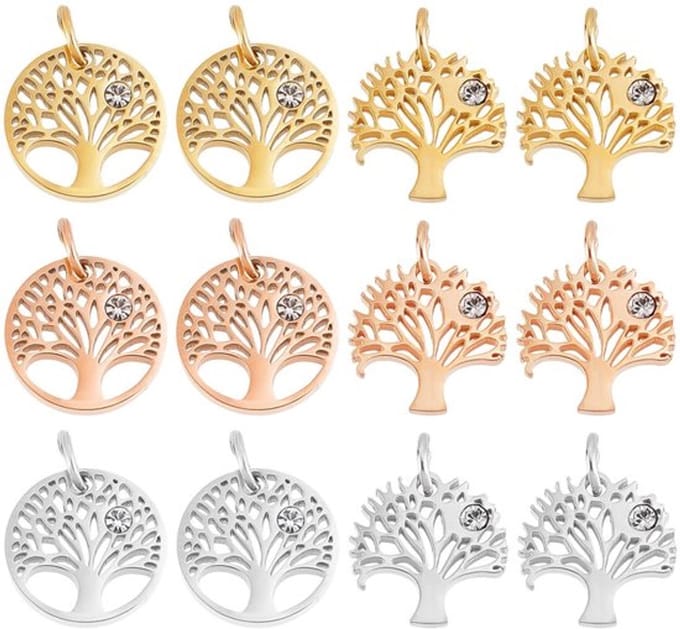 Allecto - Antieke Gouden Levensboom Charms - Sieraden Maken - 12Pcs