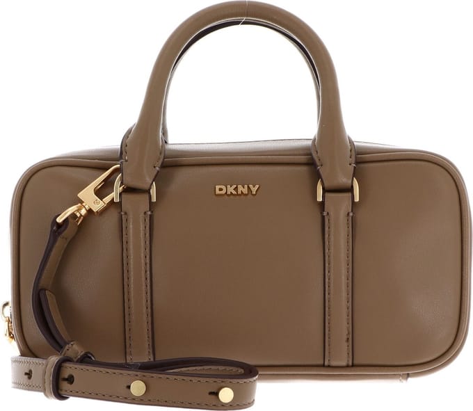 DKNY Leren Schoudertas Handtas Aggie Satchel Shitake Lichtbruin