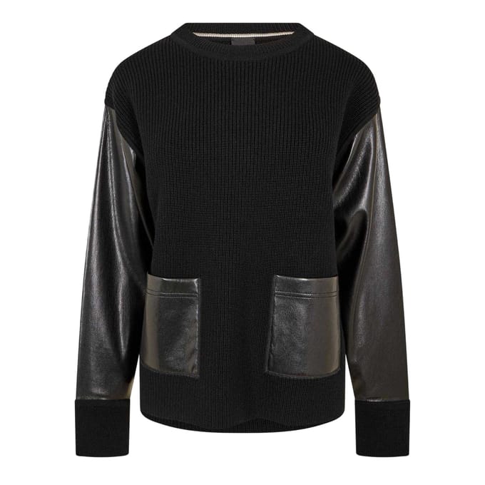 Boss Fanalian-sweatshirt van kunstleer voor dames (Zwart)