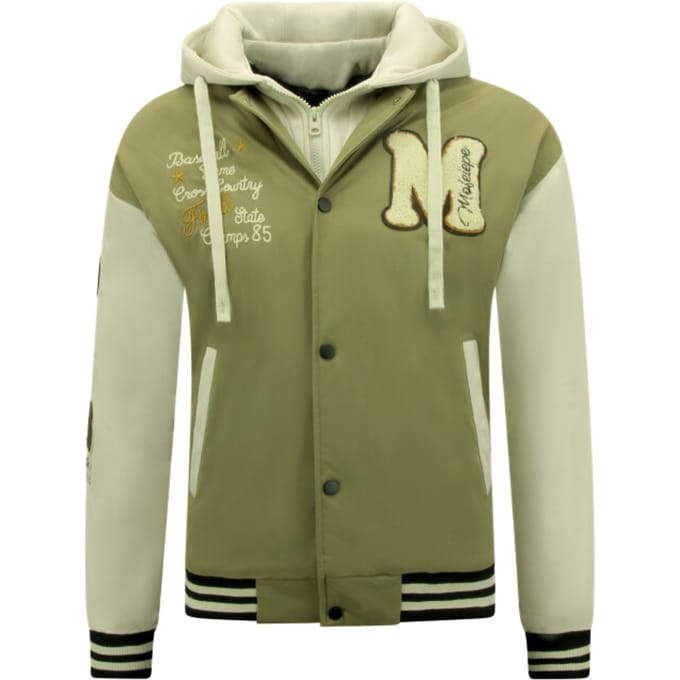 Oversized Baseball Jas Classic met Capuchon -8632- Groen