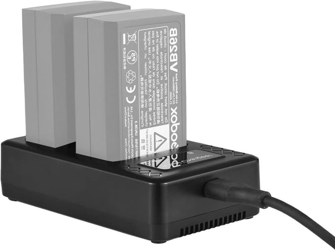 Draagbare Acculader - Dubbele Batterijlader - Flitsaccu's Opladen - Twee Sleuven - 60 Gram - Zwart