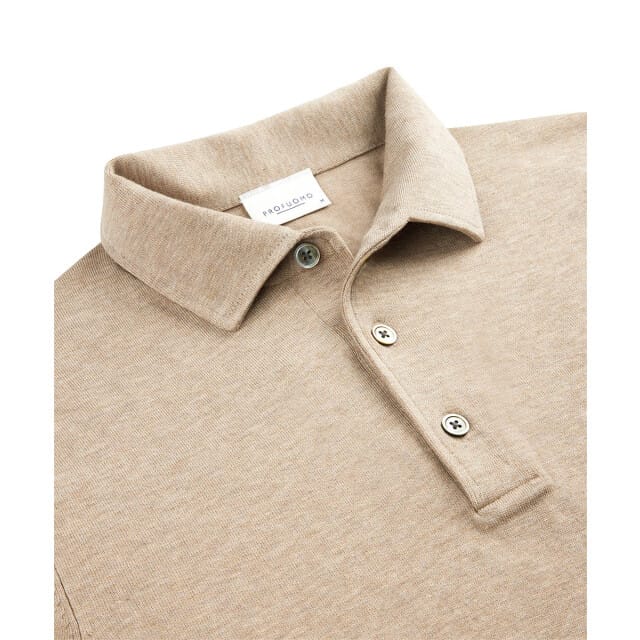 Profuomo Longsleeve Poloshirt Luxury Basic Beige - Maat L - Heren - Pullover