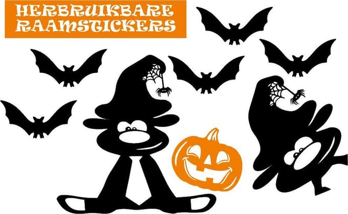 Raamstickerset herbruikbaar Halloween Pompoen Hallow-beest & vleermuizen | Rosami
