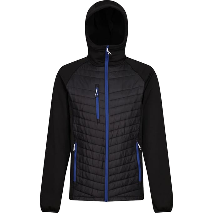 Regatta Heren Navigate Hybride Hooded Jacket (Zwart/Nieuw Royal)