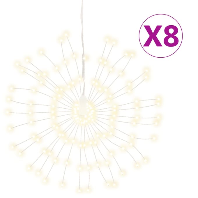 vidaXL Kerstverlichting vuurwerk 8 st 140 warmwitte LED's 17 cm