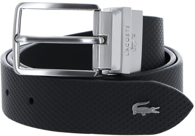 LACOSTE Leren Riem Casual Plain Grained Leather Belt W125 Darkgrey Antraciet