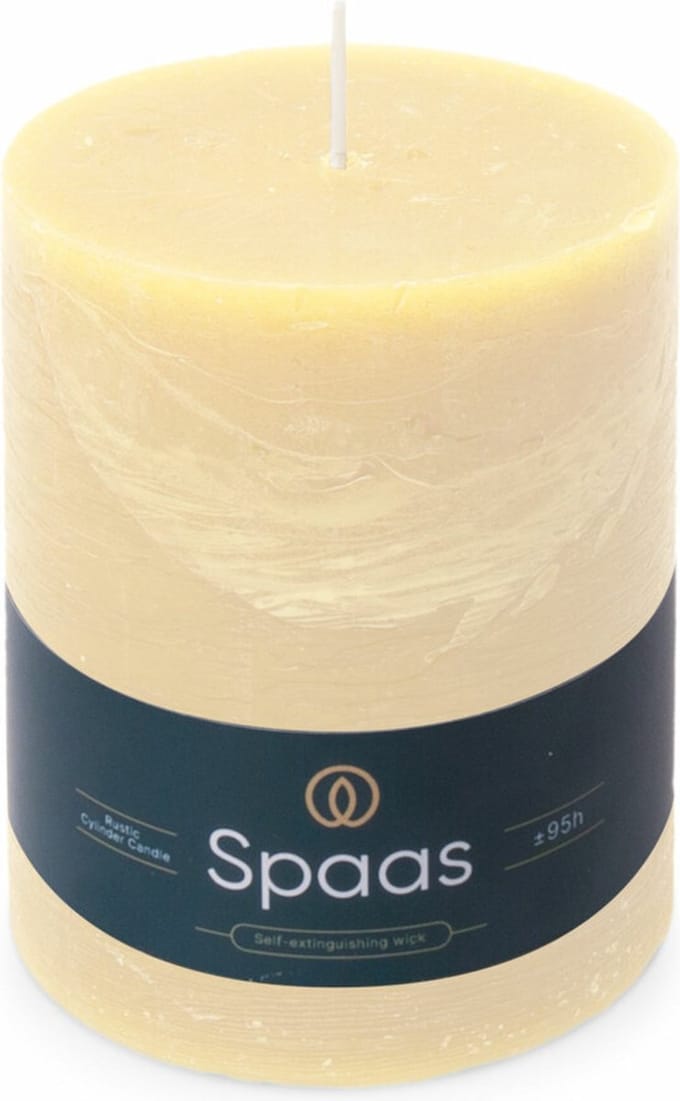 SPAAS Rustieke Pillarkaars ± 95 branduren Ivoor -