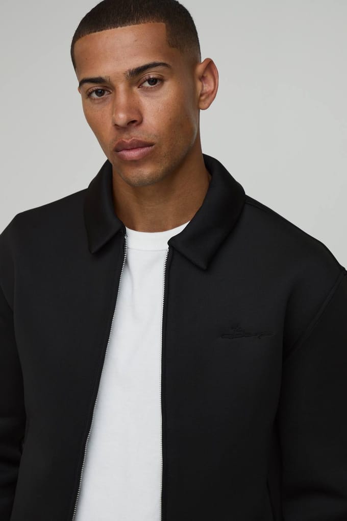 Regular Fit Scuba Gemêleerd Overshirt | Black | Size Medium