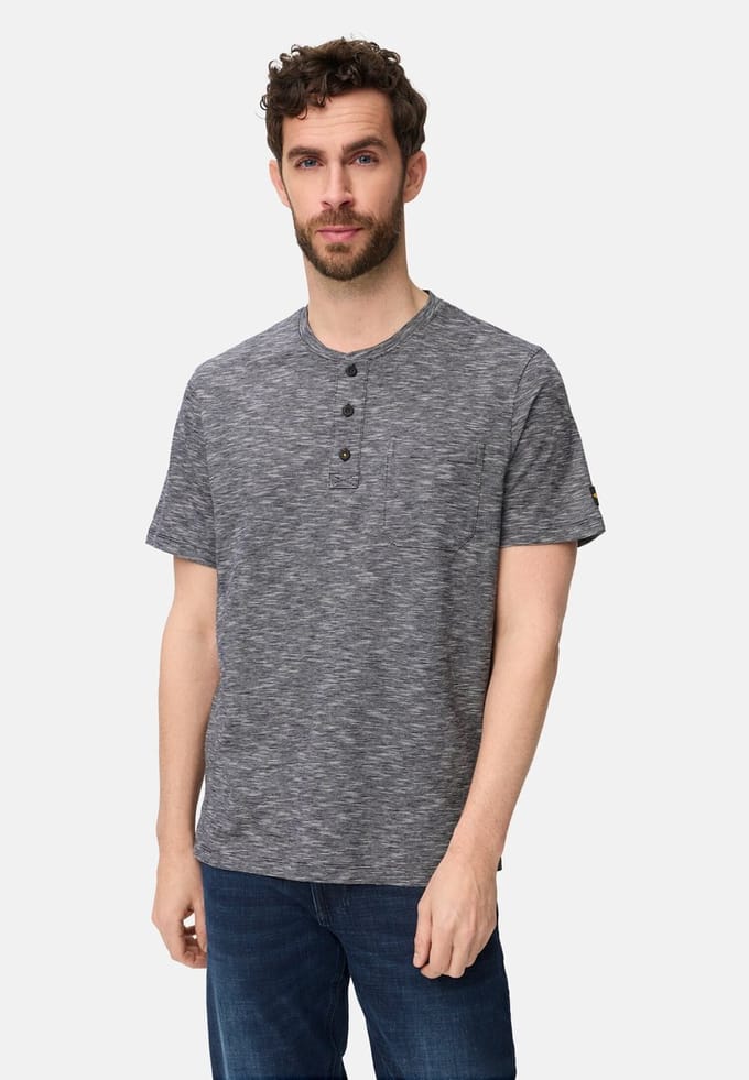 camel active T-Shirt met knoopsluiting - Maat - Donkerblauwmenswear-M