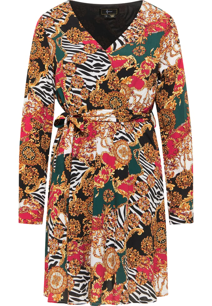 Faina midi-jurk Dames Rood Veelkleurig