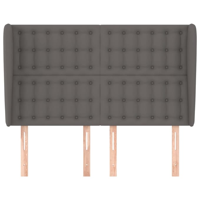 vidaXL - Hoofdbord - met - randen - 147x23x118/128 - cm - kunstleer - grijs