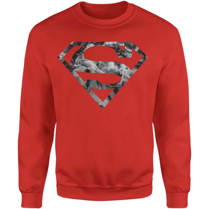 Marble Superman Logo Sweatshirt - Red - S