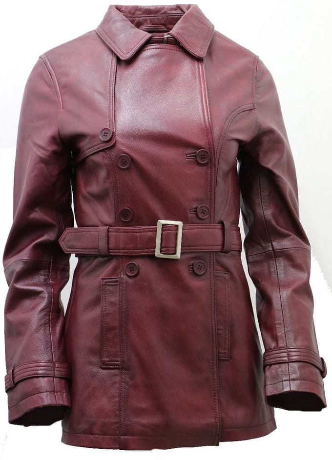 Halflange lederen trenchcoat voor dames - Oakham