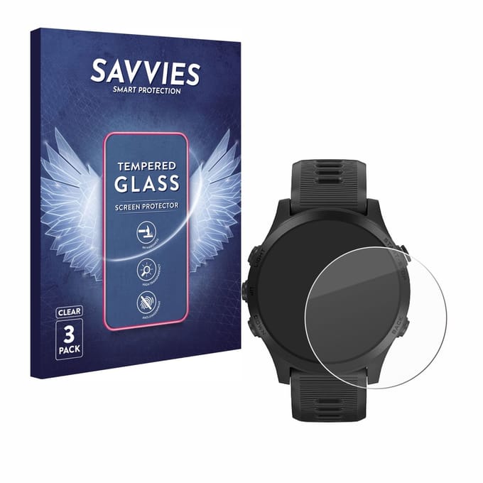 Savvies - Glas Screenprotector voor Garmin Forerunner 945 - Gehard Beschermglas 9H 3 Stuks