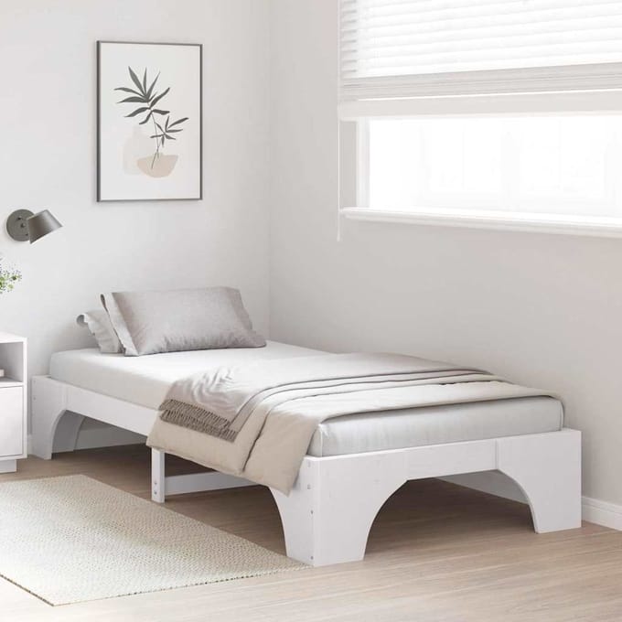 vidaXL - Bedframe - Wit - 100 - x - 200 - cm - Massief - grenenhout