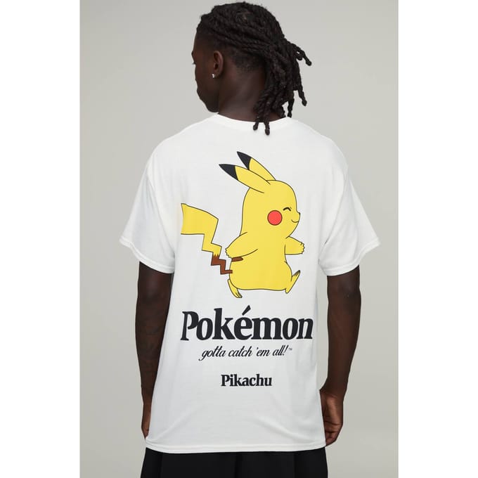 Oversized Pikachu Pokemon Licentie Print T-shirt | White | Size XS
