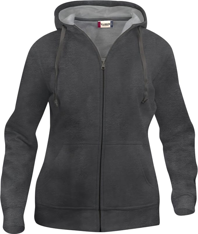Basic hoody full zip ds antraciet mélange m