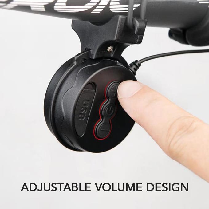 Oplaadbare fietsstuur elektrische fietsring, verstelbaar volume, mini-alarmbel, elektronisch black