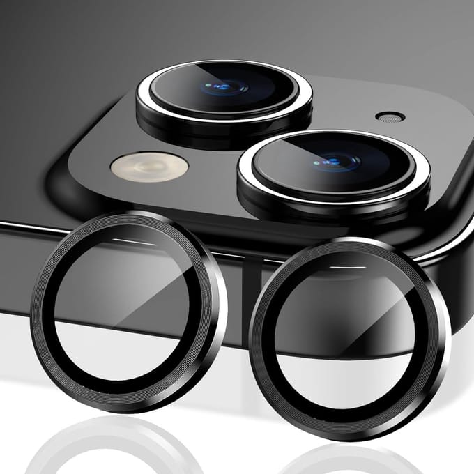 Casemania Camera Lens Glas Geschikt voor Apple iPhone 15 Plus - Gehard Glas Camera Protector - Zwart