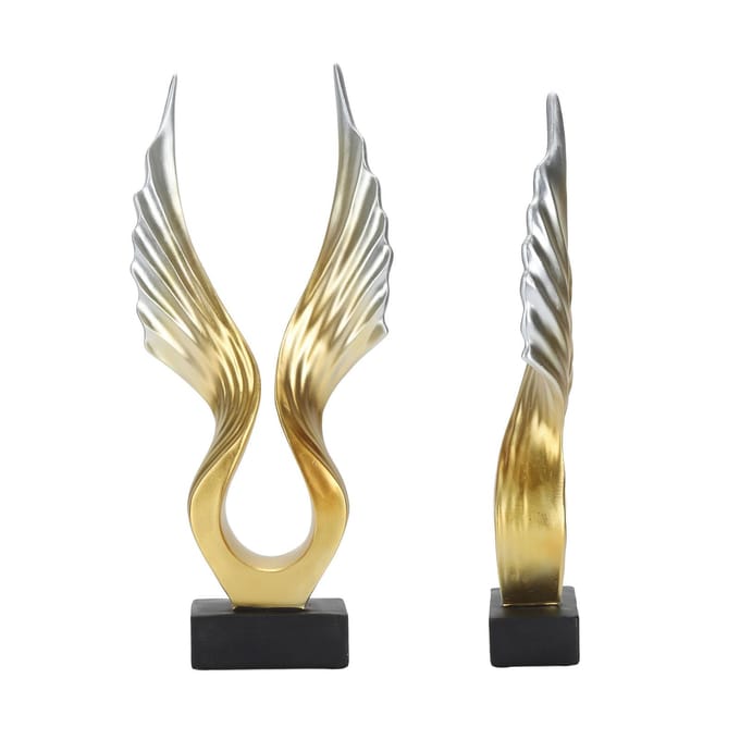 Abstracte Vleugel Sculptuur Modern Innovatief Licht Luxe Hars Abstract Vleugel Beeld voor Huis Wonen goud