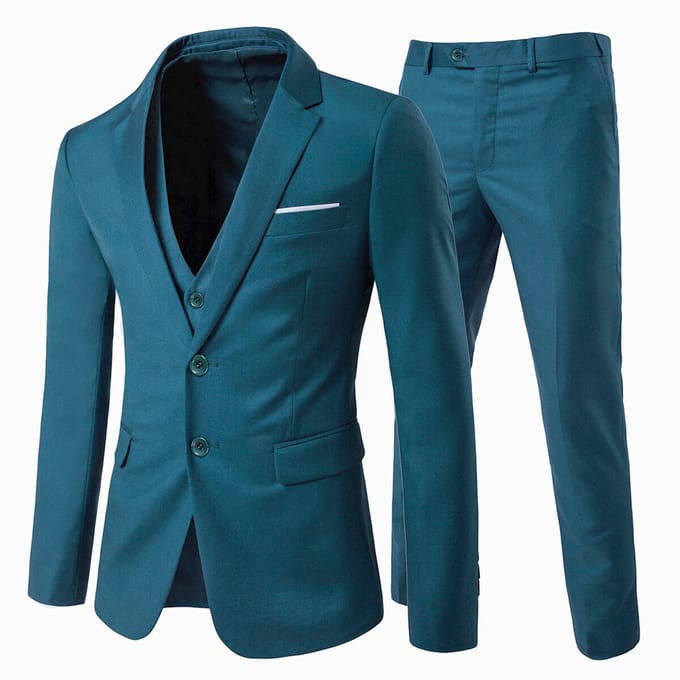 3-delig pak met ingekeepte revers SteelBlue