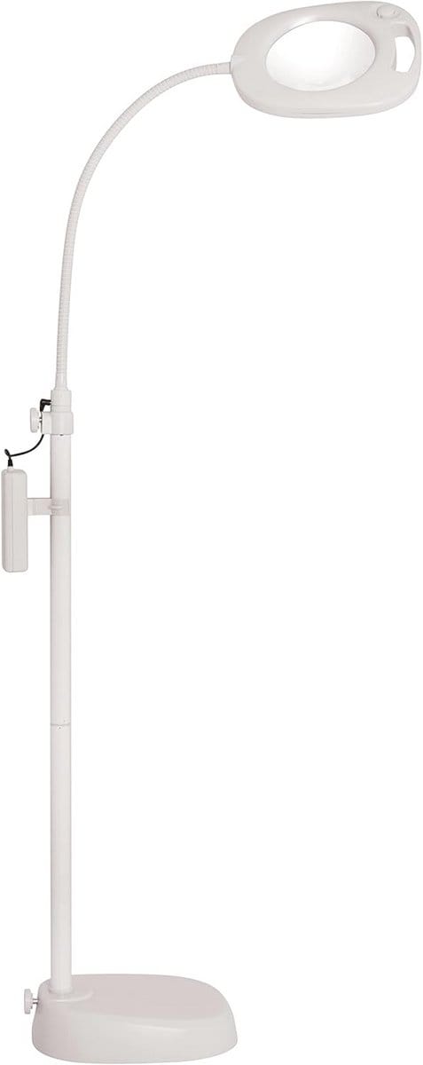 LED Vergrootglas Vloerlamp met Verstelbare Tafelarmatuur - Wit - Mains of Batterijvoeding