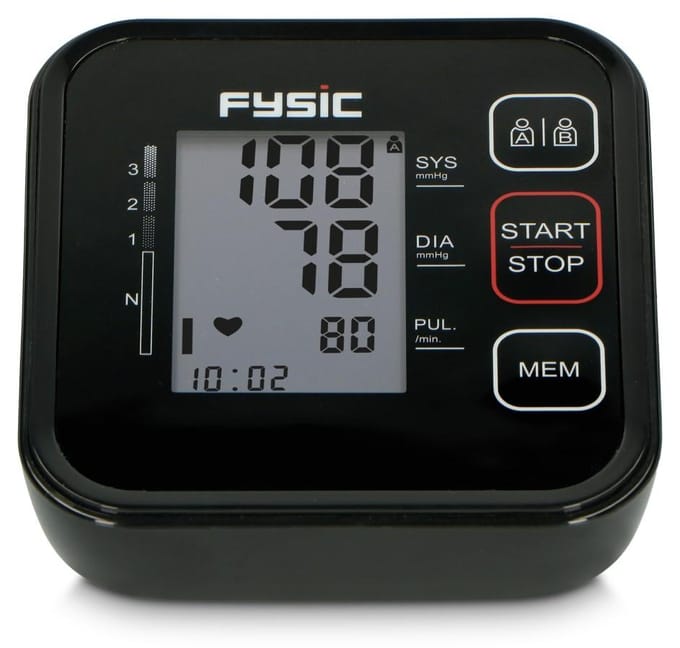 Fysic FB150 - Bloeddrukmeter, nauwkeurige meting van bloeddruk en hartslag, Fysic zwart