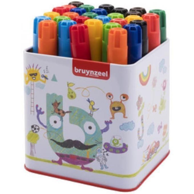 Bruynzeel viltstiften met blik big point - multicolour - 30st