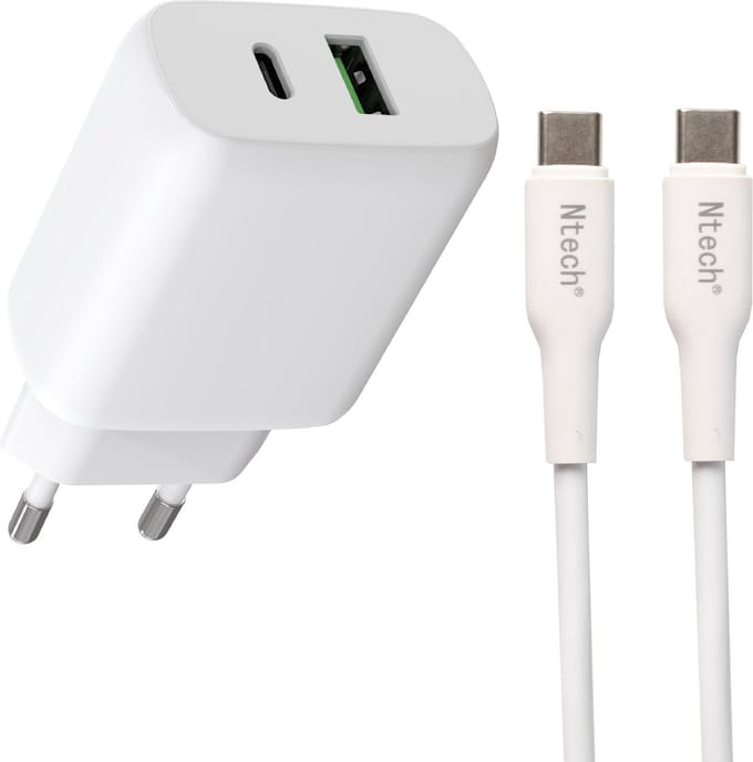 USB C Adapter + USB C kabel - USB C Adapter 2 Poorten - USB Adapter USB C - USB C Oplader - USB Lader - USB C naar USB C Kabel