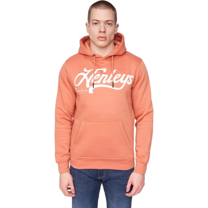 Henleys Heren Scripthen Hoodie (Baksteen Rood)