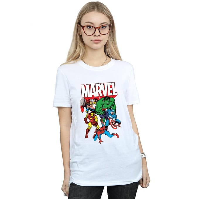 Marvel Dames/Dames Hero Group Katoenen Vriendje T-shirt (Wit)