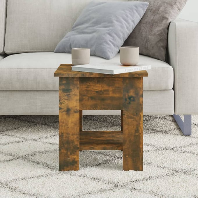 vidaXL - Salontafel - 40x40x42 - cm - bewerkt - hout - gerookt - eikenkleurig