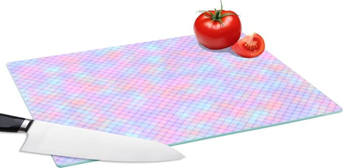 Glazen Snijplank - 39x28 - Design - Geometrie - Roze - Snijplanken Glas