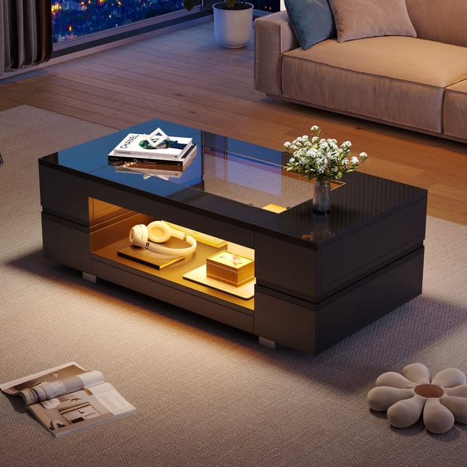 Sweiko Salontafel - LED-verlichting - Bluetooth App-bediening - Zwart