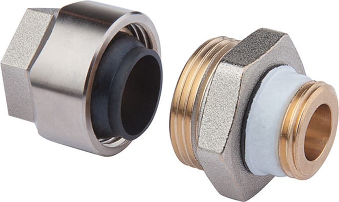 Simplex PLUS adapteraansluiting met 3/4" M schroefdraadaansluiting met Simplex witte pakking voor stalen buis 3/4" - F13080