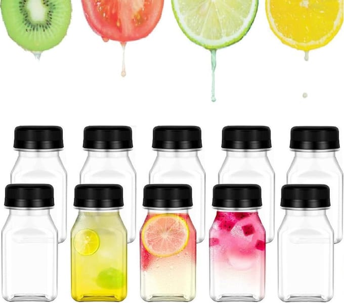 Herbruikbare plastic sapflessen - smoothieflessen 10 stuks 120 ml - lege mini-drinkflessen