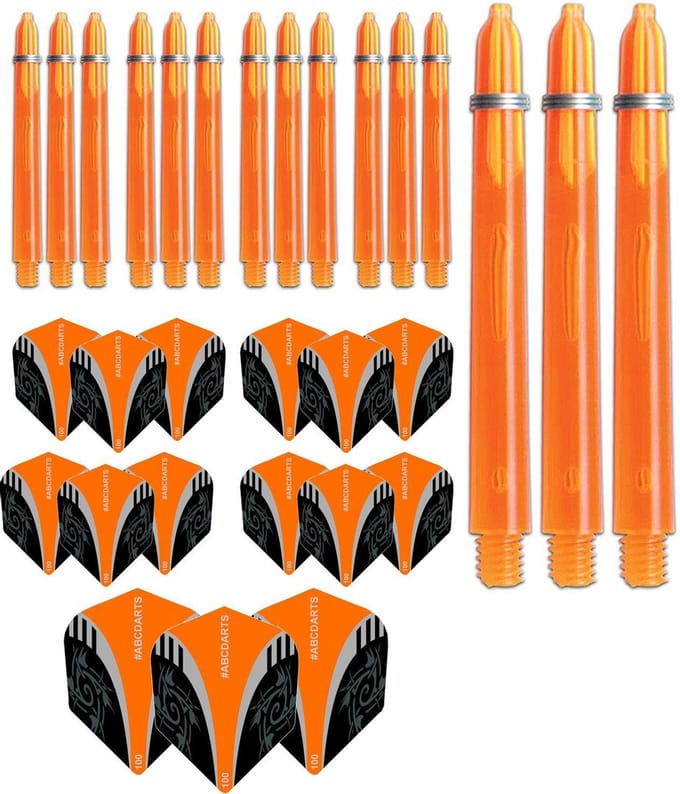 ABCDarts - Dart Flights En Dart Shafts - Tribal Edgeglow - Medium Oranje - 5 sets