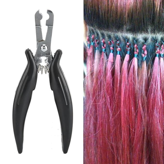 Pince à extensions de cheveux en acier inoxydable, poignée antidérapante, outils pour extensions de cheveux et perruques gray