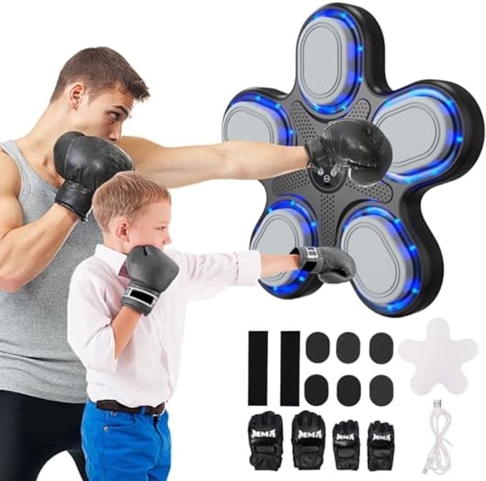 Bluetooth Muziekboksmachine met Bokshandschoenen - 9 Snelheidsmodi voor Thuis Bokstraining