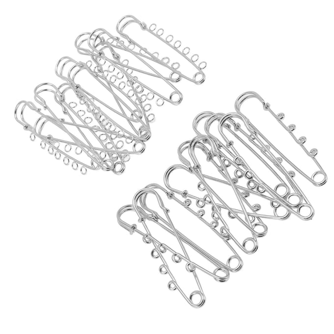 20pcs Grandes Épingles de Sûreté Robuste 7 4 Boucles Assorties Alliage Broche Épingles Accessoires DIY Vêtements white