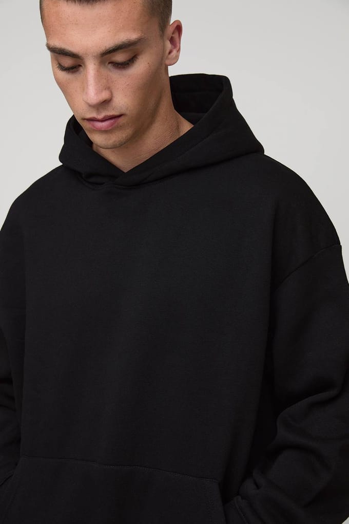 Essential Oversized Over the Head Hoodie | Black | Size Small