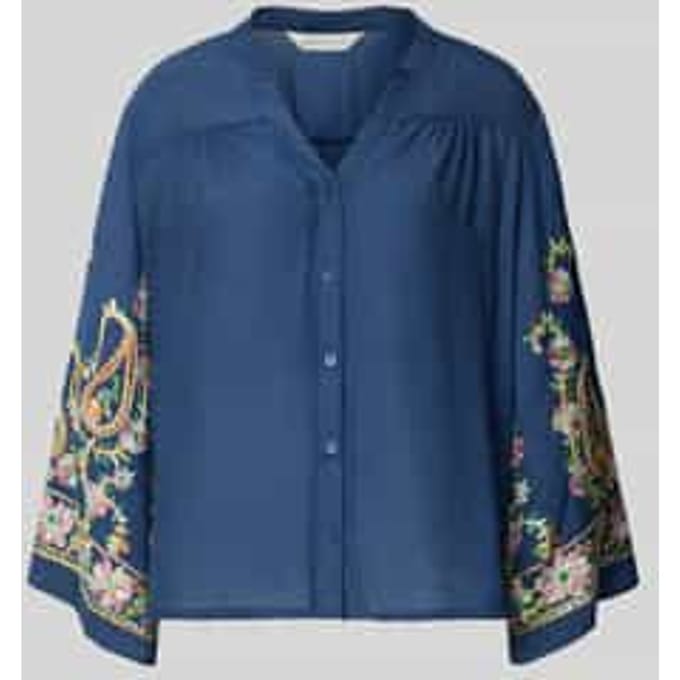 Blouse met geborduurde paisleyprint en klokmouwen