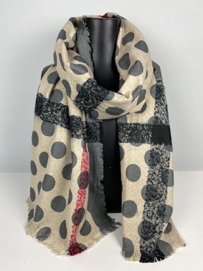 Wintersjaal met rondjes en 2 kanten print