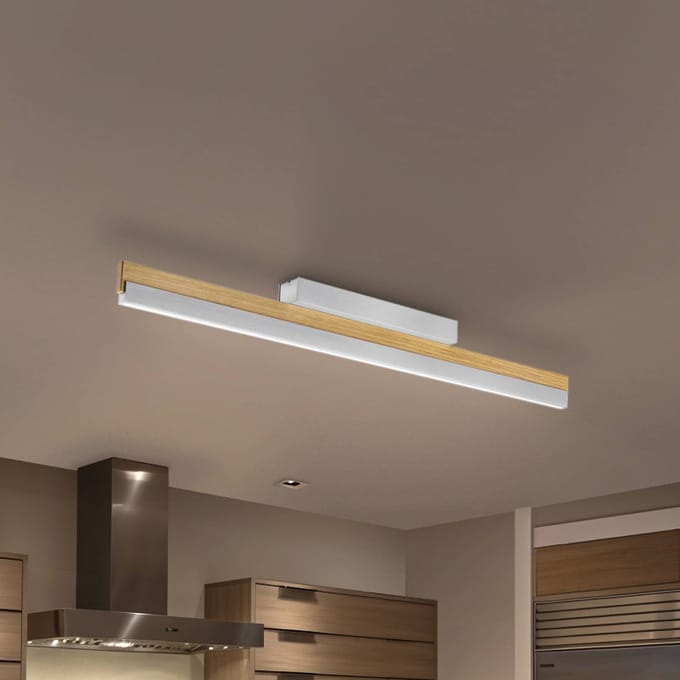 Quitani LED plafondlamp Keijo, nikkel/eiken