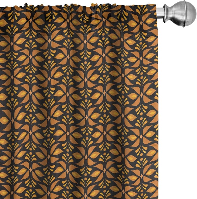 ABAKUHAUS Gordijnen – 2-delige set 75x175 cm – microvezel, taupe/goudgeel