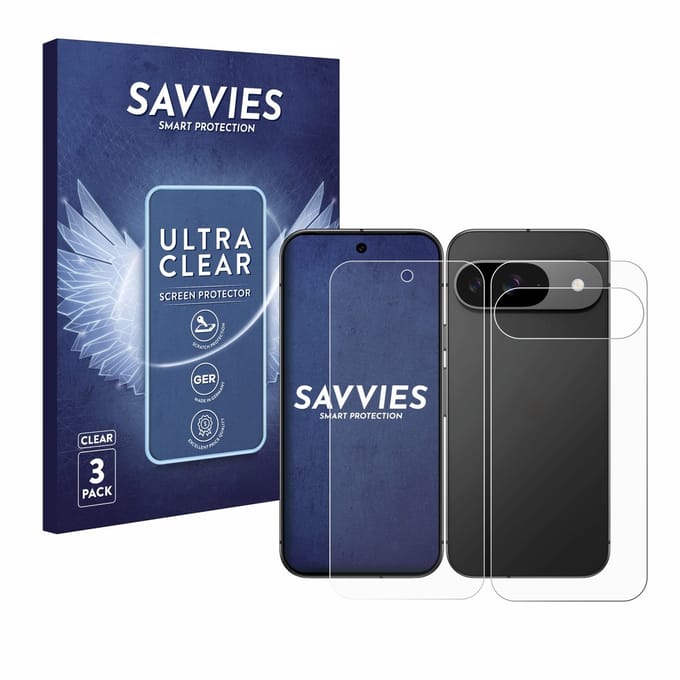 Savvies - Screenprotector voor Google Pixel 9 (Voor+Achter) - Folie Beschermfolie transparant 6 Stuks