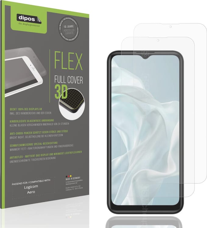 dipos FLEX – 2x Matte Screenprotector geschikt voor Logicom Aero | Volledige Schermbescherming | Case-Friendly