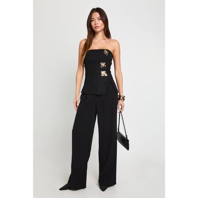 boohoo Dames Wijde pijpenbroek | Zwart | Maat: 44