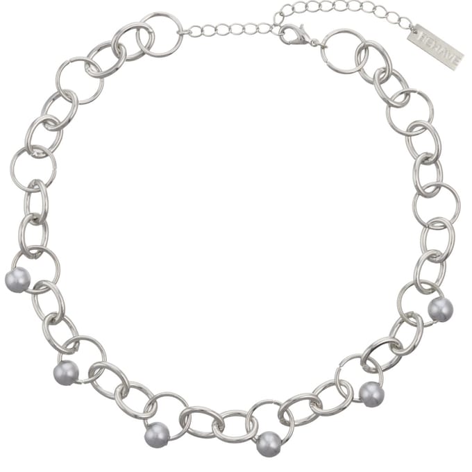 Behave – Ketting – Zilverkleurig – Grijze Parelaccenten – Elegante Mode