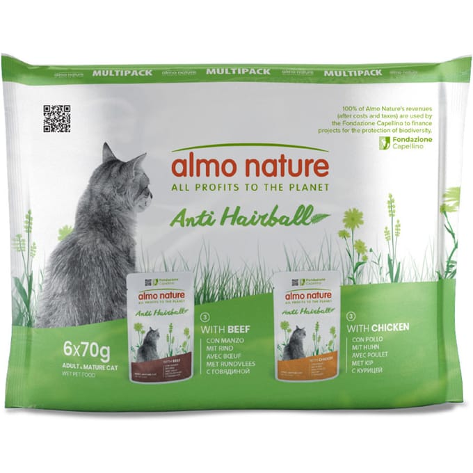 Almo Nature Holistic Cat Pouch Anti-Haarbal Kabeljauw & Kip - 6 x 70 gr